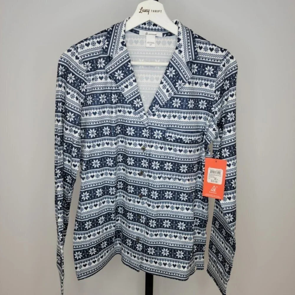 Ripzone Jersey Pajama Button Down Top